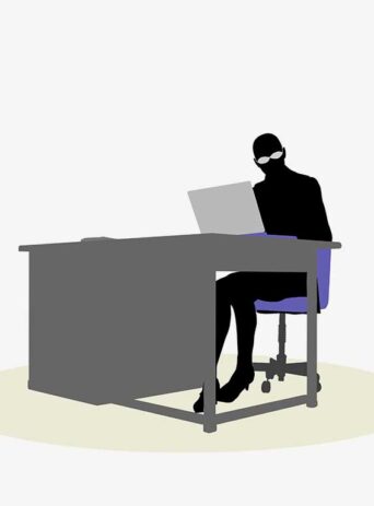 Illustration Of A Business Woman Sitting At A Desk Pose In Silhouette Isolated On White : Stock Vector (Royalty Free) 017070