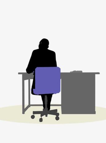Illustration Of A Business Woman Sitting At A Desk Pose In Silhouette Isolated On White : Stock Vector (Royalty Free) 017071