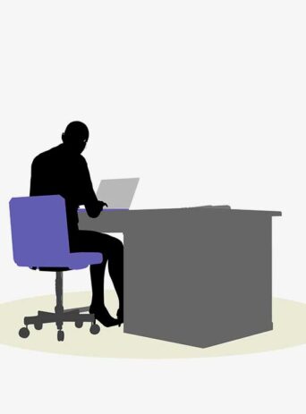 Illustration Of A Business Woman Sitting At A Desk Pose In Silhouette Isolated On White : Stock Vector (Royalty Free) 017072