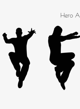 Illustration Of Hero Action Pose In Silhouette Isolated On White : Stock Vector (Royalty Free) 017074