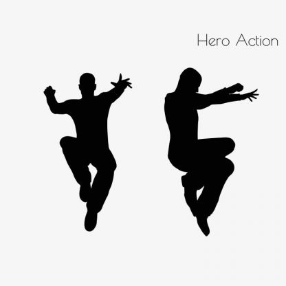 Illustration Of Hero Action Pose In Silhouette Isolated On White : Stock Vector (Royalty Free) 017074