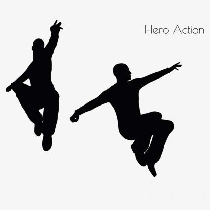 Illustration Of Hero Action Pose In Silhouette Isolated On White : Stock Vector (Royalty Free) 017076