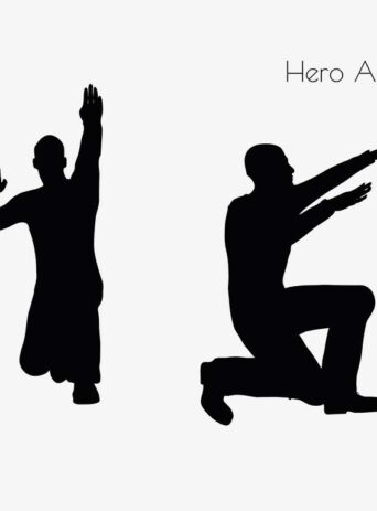 Illustration Of Hero Action Pose In Silhouette Isolated On White : Stock Vector (Royalty Free) 017077