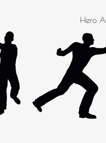Illustration Of Hero Action Pose In Silhouette Isolated On White : Stock Vector (Royalty Free) 017078