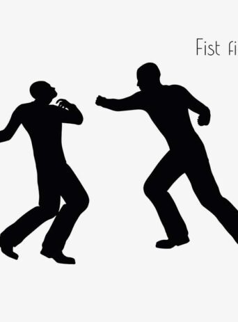 Illustration Of Fistfight Action Pose In Silhouette Isolated On White : Stock Vector (Royalty Free) 017090