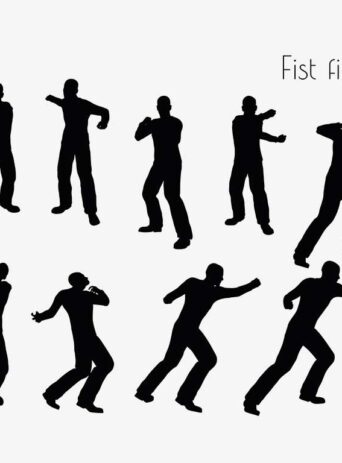 Illustration Of Fistfight Action Pose In Silhouette Isolated On White : Stock Vector (Royalty Free) 017091