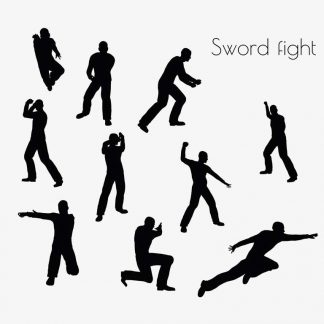 Illustration Of Swordfight Action Pose In Silhouette Isolated On White : Stock Vector (Royalty Free) 017093