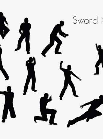 Illustration Of Swordfight Action Pose In Silhouette Isolated On White : Stock Vector (Royalty Free) 017093