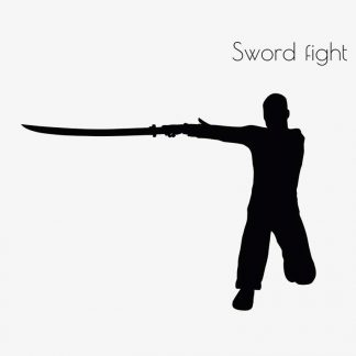 Illustration Of Swordfight Action Pose In Silhouette Isolated On White : Stock Vector (Royalty Free) 017095