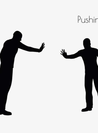 Illustration Of A Man In Pushing Action Pose In Silhouette Isolated On White : Stock Vector (Royalty Free) 017105