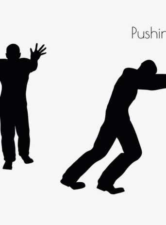 Illustration Of A Man In Pushing Action Pose In Silhouette Isolated On White : Stock Vector (Royalty Free) 017106