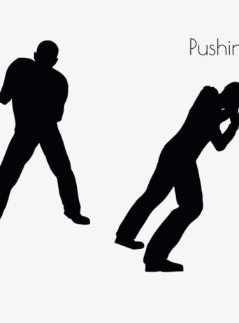 Illustration Of A Man In Pushing Action Pose In Silhouette Isolated On White : Stock Vector (Royalty Free) 017107