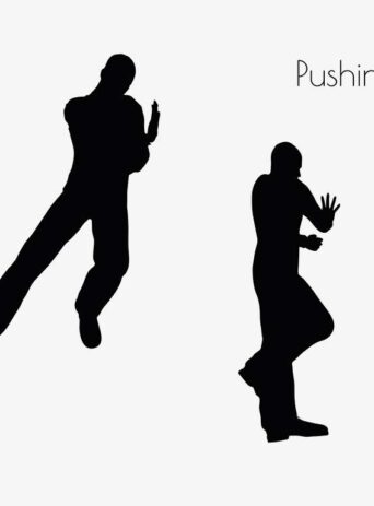 Illustration Of A Man In Pushing Action Pose In Silhouette Isolated On White : Stock Vector (Royalty Free) 017108