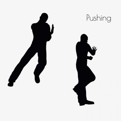 Illustration Of A Man In Pushing Action Pose In Silhouette Isolated On White : Stock Vector (Royalty Free) 017108