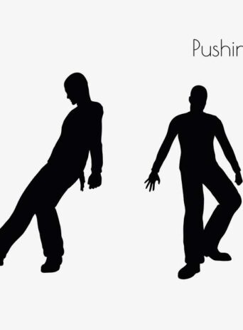 Illustration Of A Man In Pushing Action Pose In Silhouette Isolated On White : Stock Vector (Royalty Free) 017109