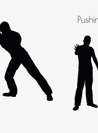 Illustration Of A Man In Pushing Action Pose In Silhouette Isolated On White : Stock Vector (Royalty Free) 017110