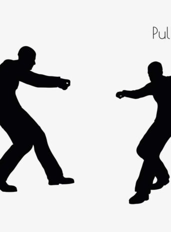 Illustration Of A Man In Pulling Action Pose In Silhouette Isolated On White : Stock Vector (Royalty Free) 017112