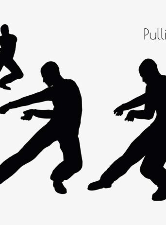 Illustration Of A Man In Pulling Action Pose In Silhouette Isolated On White : Stock Vector (Royalty Free) 017115