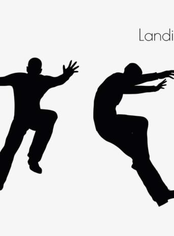 Illustration Of A Man In Landing Action Pose In Silhouette Isolated On White : Stock Vector (Royalty Free) 017121