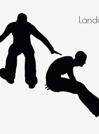 Illustration Of A Man In Landing Action Pose In Silhouette Isolated On White : Stock Vector (Royalty Free) 017122
