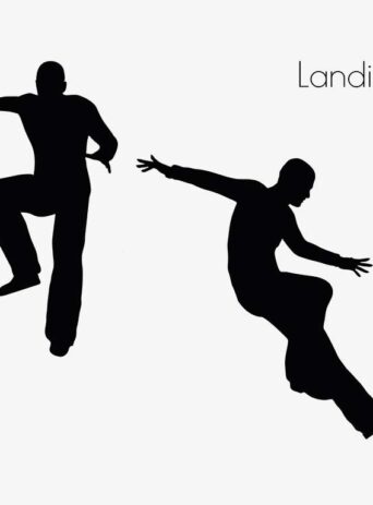 Illustration Of A Man In Landing Action Pose In Silhouette Isolated On White : Stock Vector (Royalty Free) 017123
