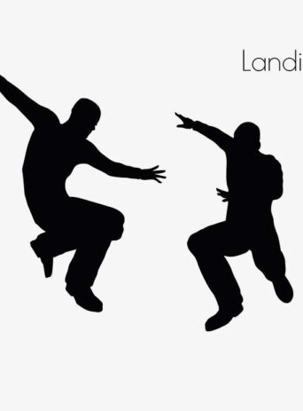Illustration Of A Man In Landing Action Pose In Silhouette Isolated On White : Stock Vector (Royalty Free) 017124