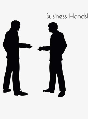 Illustration Of A Man In Business Handshake Action Pose In Silhouette Isolated On White : Stock Vector (Royalty Free) 017126