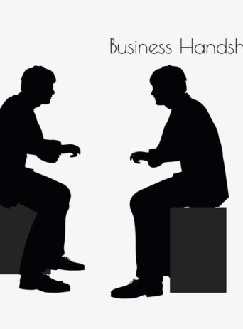 Illustration Of A Man In Business Handshake Action Pose In Silhouette Isolated On White : Stock Vector (Royalty Free) 017138