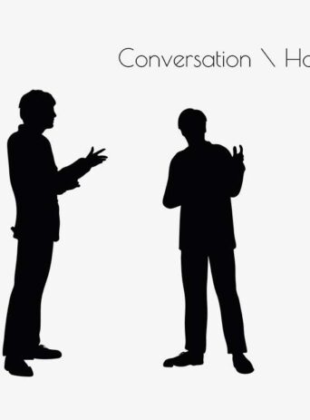 Illustration Of Conversation Happy Talk Pose In Silhouette Isolated On White : Stock Vector (Royalty Free) 017193