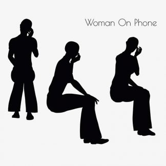 Illustration Of Woman On Phone Pose In Silhouette Isolated On White : Stock Vector (Royalty Free) 017222