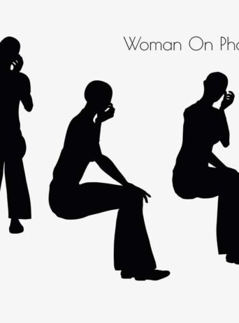 Illustration Of Woman On Phone Pose In Silhouette Isolated On White : Stock Vector (Royalty Free) 017222