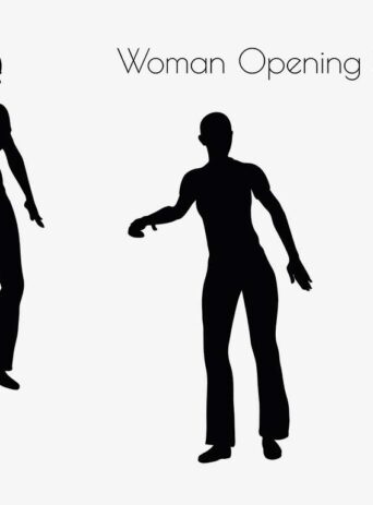 Illustration Of Woman Opening Door Pose In Silhouette Isolated On White : Stock Vector (Royalty Free) 017223
