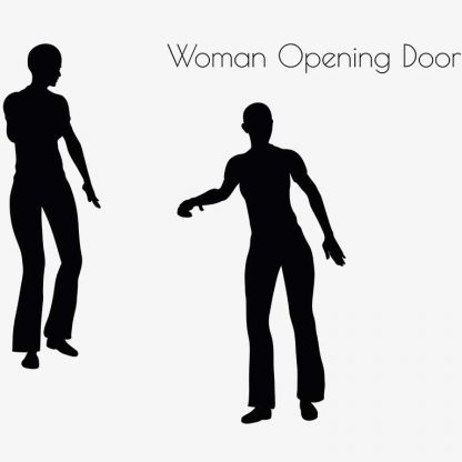 Illustration Of Woman Opening Door Pose In Silhouette Isolated On White : Stock Vector (Royalty Free) 017223