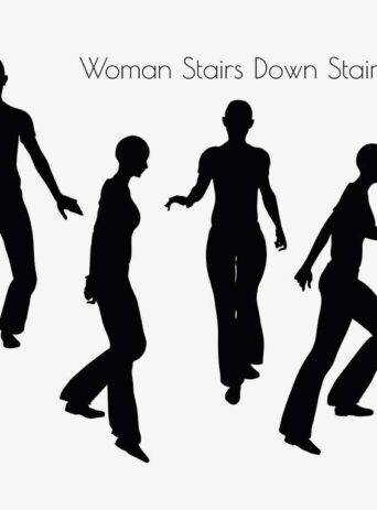 Illustration Of Woman Stairs Down Pose In Silhouette Isolated On White : Stock Vector (Royalty Free) 017224