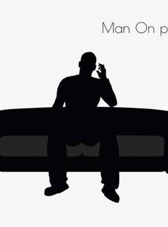 Illustration Of Man On Couch On Phone Pose In Silhouette Isolated On White : Stock Vector (Royalty Free) 017232