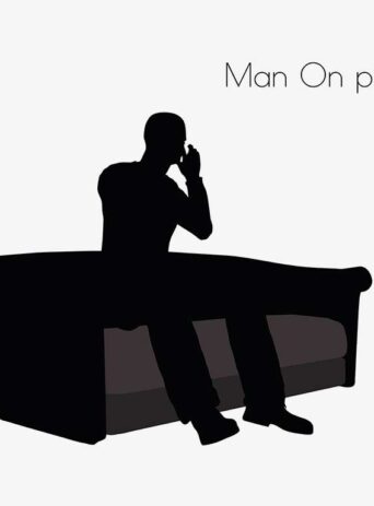 Illustration Of Man On Couch On Phone Pose In Silhouette Isolated On White : Stock Vector (Royalty Free) 017233