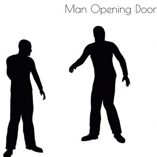 Illustration Of Man Opening Door Pose In Silhouette Isolated On White : Stock Vector (Royalty Free) 017234