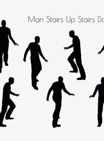 Illustration Of Man Stairs Up Stairs Dow Pose In Silhouette Isolated On White : Stock Vector (Royalty Free) 017235