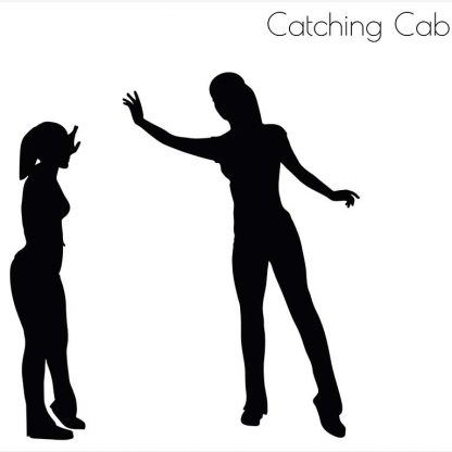 Illustration Of Woman Catching A Cab Pose In Silhouette Isolated On White : Stock Vector (Royalty Free) 017236