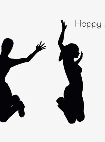 Illustration Of Woman Happy Jump Pose In Silhouette Isolated On White : Stock Vector (Royalty Free) 017238