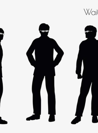 Illustration Of Man Waiting Pose In Silhouette Isolated On White : Stock Vector (Royalty Free) 017263