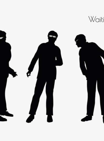 Illustration Of Man Waiting Pose In Silhouette Isolated On White : Stock Vector (Royalty Free) 017267