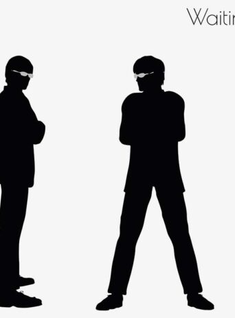 Illustration Of Man Waiting Pose In Silhouette Isolated On White : Stock Vector (Royalty Free) 017268
