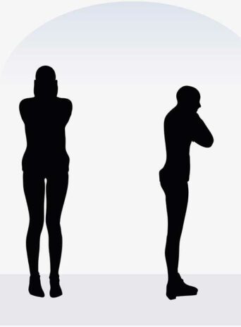 Illustration Of A Woman In Anxious Pose In Silhouette Isolated On White : Stock Vector (Royalty Free) 017331