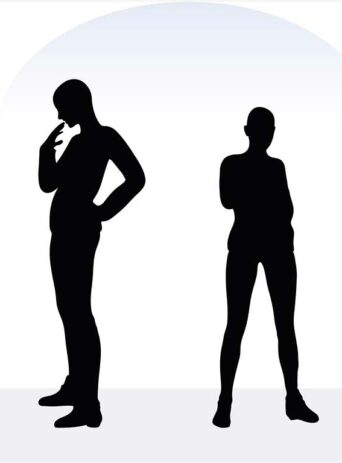 Illustration Of A Woman In Anxious Pose In Silhouette Isolated On White : Stock Vector (Royalty Free) 017332