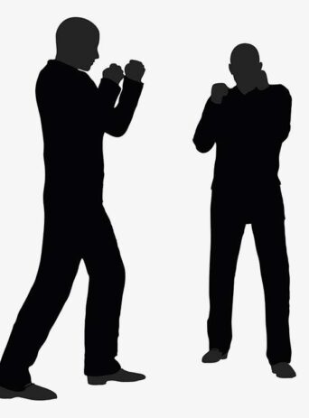 Illustration Of A Man In Fight Pose In Silhouette Isolated On White : Stock Vector (Royalty Free) 017385