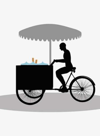 Illustration Of A Man In Driving The Ice Cream Cart Pose In Silhouette Isolated On White : Stock Vector (Royalty Free) 017388