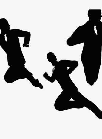 Illustration Of A Man In Running Away Pose In Silhouette Isolated On White : Stock Vector (Royalty Free) 017397