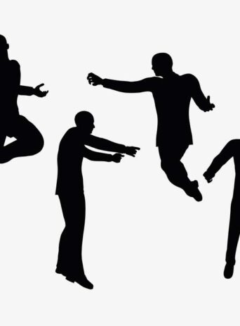 Illustration Of A Man In Super Power Pose Pose In Silhouette Isolated On White : Stock Vector (Royalty Free) 017408