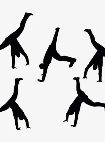 Illustration Of A Man In Cartwheel Pose In Silhouette Isolated On White : Stock Vector (Royalty Free) 017422